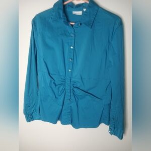 New York & Company Teal Button-Up Shirt